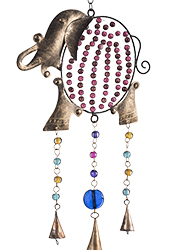 Elephant iron windchime with mixed glass beads