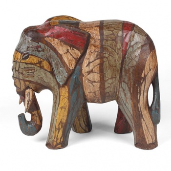 Rustic Elephant Wood Carving