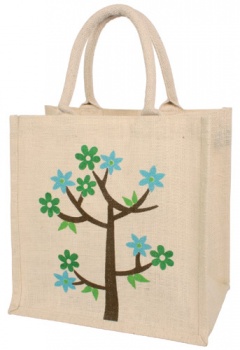 White Tree of Life Jute Shopping Bag