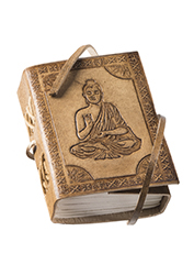 Small Buddha Embossed Leather Notebook