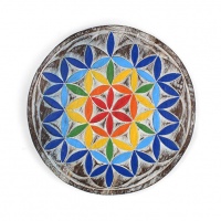 Wooden Vibrant Flower of Life Plaque