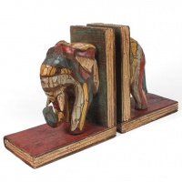 Rustic Wooden Elephant Bookends