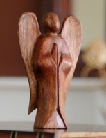 Fairtrade Dark Wooden Angel Statue - 10 Cm