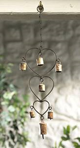 Recycled Iron Wind chime with Hearts and Bells